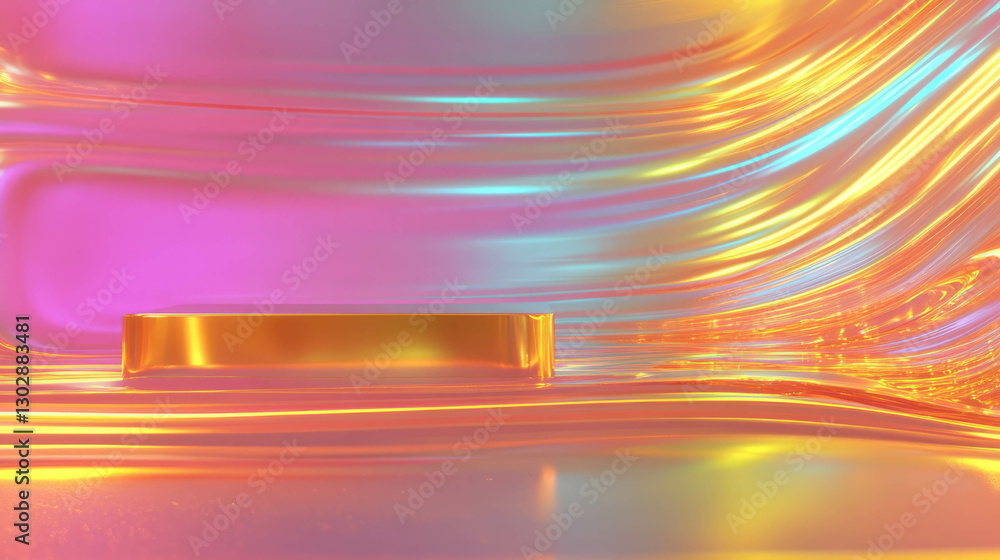Poster vibrant abstract background with podium for creative display and design