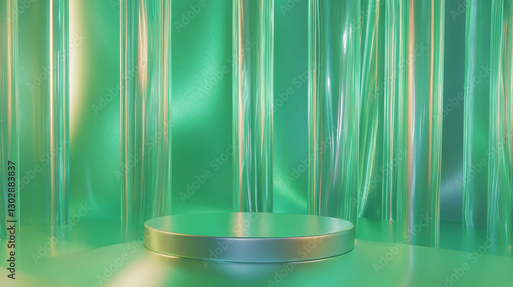 Aufkleber abstract podium with green background for product display and modern design