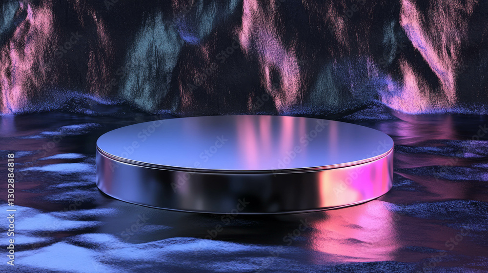 Poster abstract background with reflective podium for modern display design