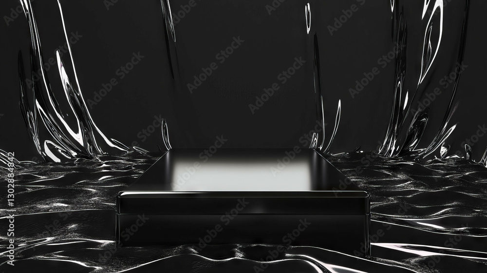 Poster modern abstract background with metallic podium design for product display