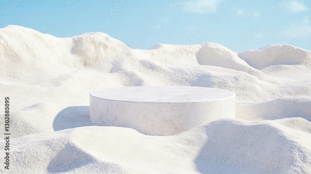 Aufkleber Minimalist abstract background with podium on textured landscape for design and display