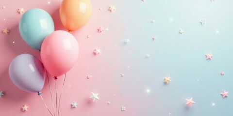 Pastel Balloons and Stars A Festive Background Image for Celebrations