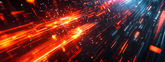 Fototapeta premium Neon Cyberpunk Speedlines with Carbon Texture