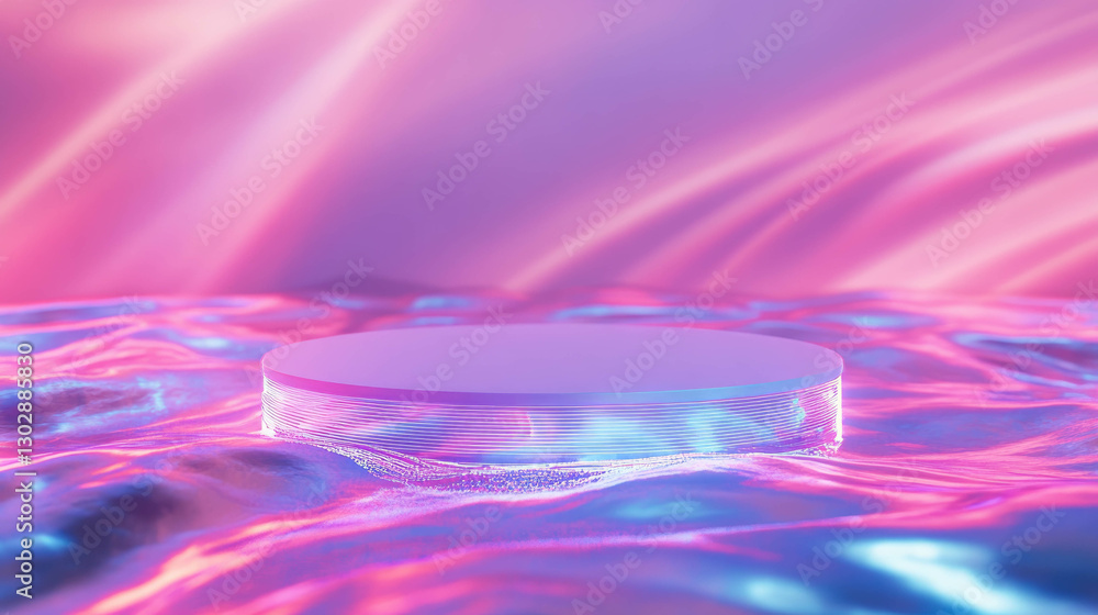 Aufkleber vibrant abstract background with illuminated podium for design and display