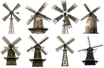 Obraz premium Collection of unique windmills structures