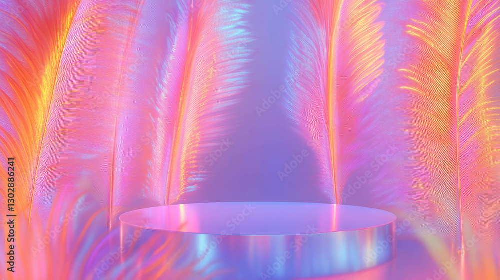 Poster vibrant abstract background with illuminated podium for creative design