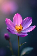 Fototapeta premium Delicate purple petals, vibrant pollen, soft focus, tiny, purple bloom