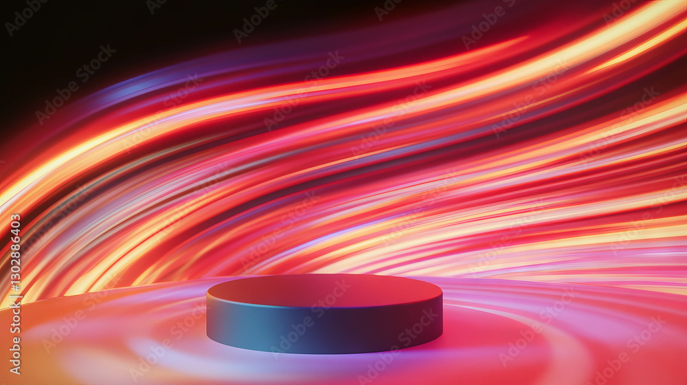 Poster vibrant abstract background with illuminated podium for modern design concepts