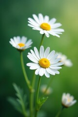 Delicate white daisies, vibrant yellow centers, pristine background , soft, yellow, minimal