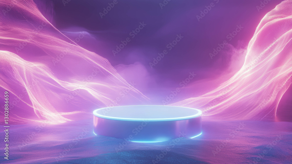 Aufkleber Futuristic abstract background with illuminated podium for display or presentation