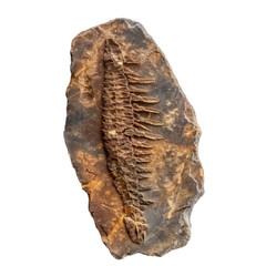 Fossilized fish specimen embedded in stone, showcasing intricate details of ancient marine life. This unique piece highlights beauty of paleontology and natural history