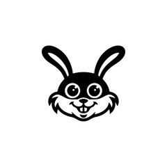 Bunny head sign. Funny easter rabbit emblem. Modern style bunny sign. Vector illustration