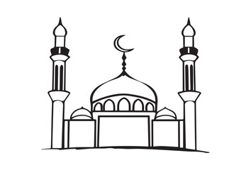 Mosques,Hand painted mosque vector silhouette.

