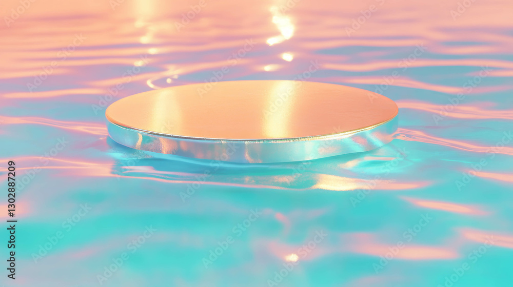 Poster Elegant abstract background with gradient podium in water reflection design for creative displays