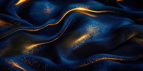 Blue fabric with gold specks on it