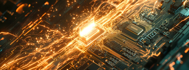 Cybernetic AI Processor with Electric Pulse