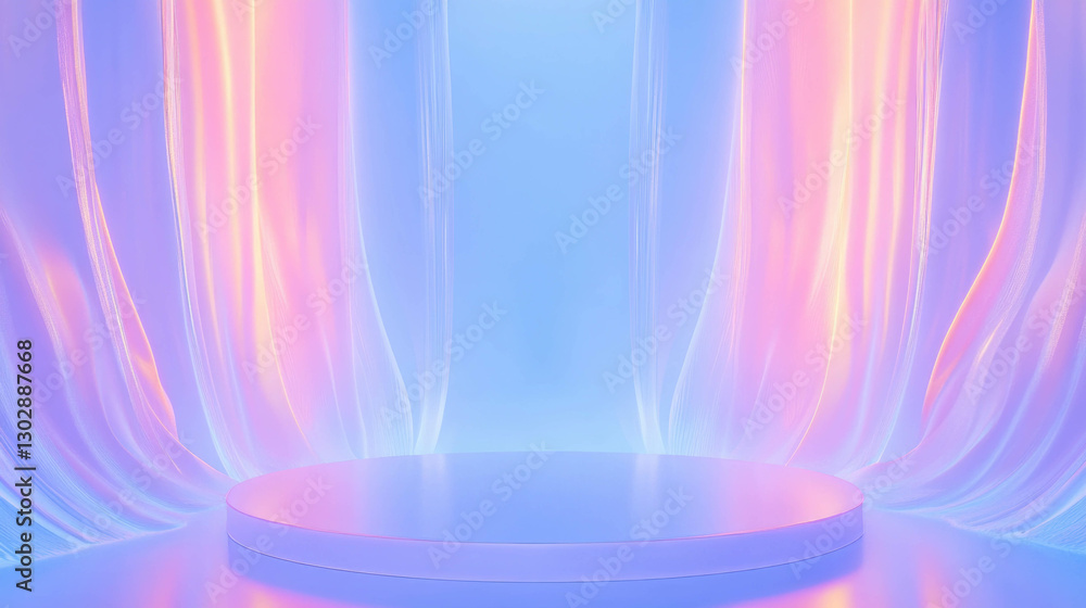 Poster enchanting pastel gradient podium scene for design and display concepts