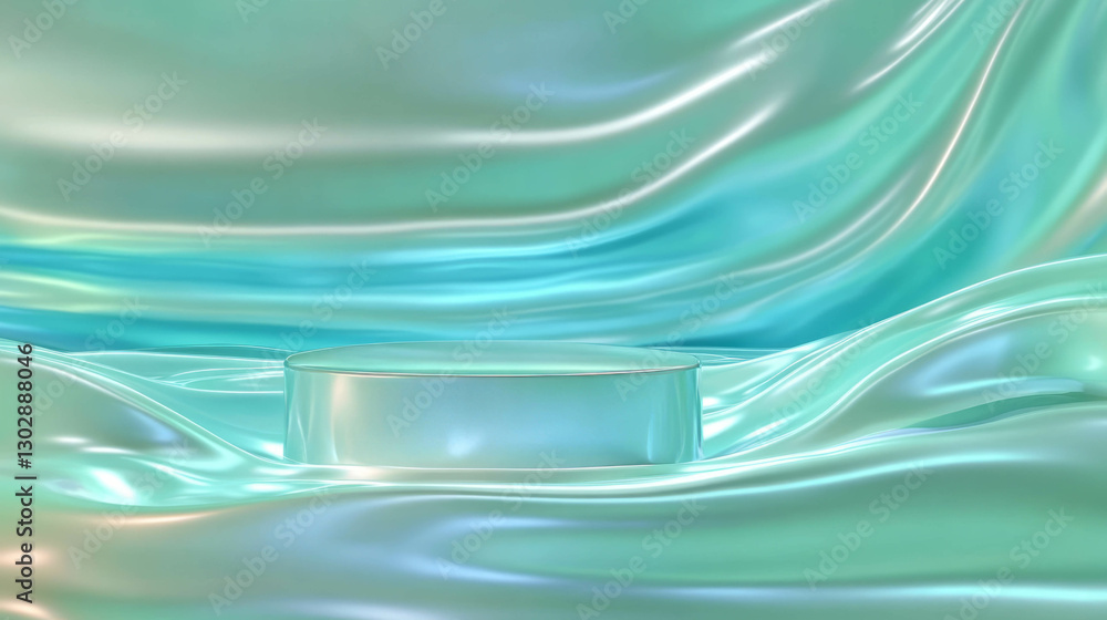 Aufkleber abstract fluid texture with glossy podium for modern display design