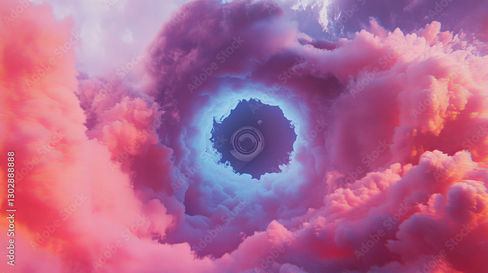 Poster Surreal abstract background with a large central arch and vibrant colors