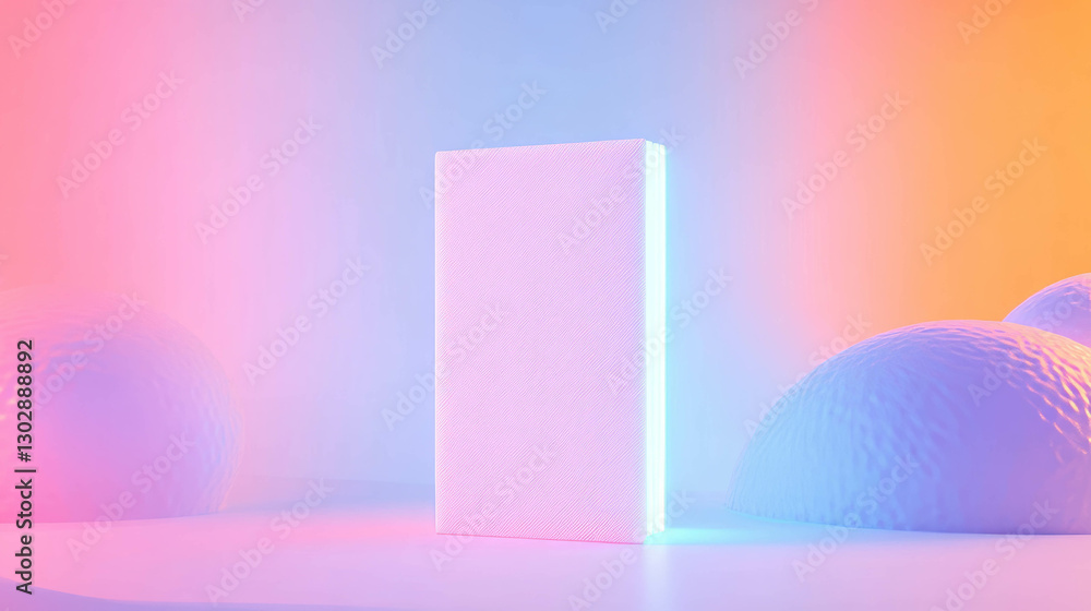 Poster modern abstract background with single white rectangle and pastel gradient, ideal for creative desig