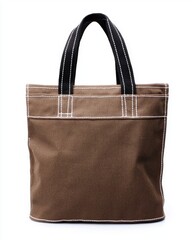 Stylish Brown Canvas Tote Bag with Black Handles for Everyday Use
