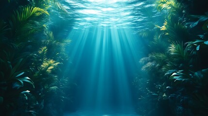 Fototapeta premium Sunlit Underwater Tropical Canyon