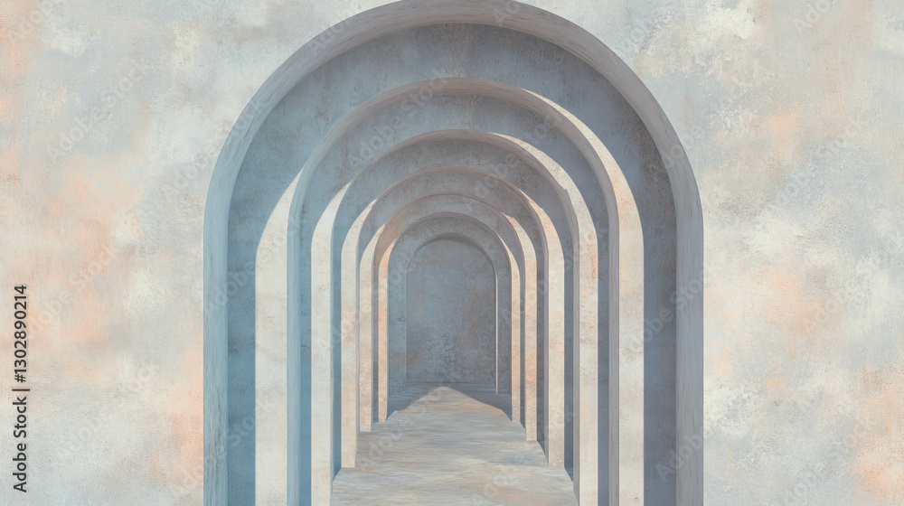 Poster abstract architectural background with textured stone arches for digital design