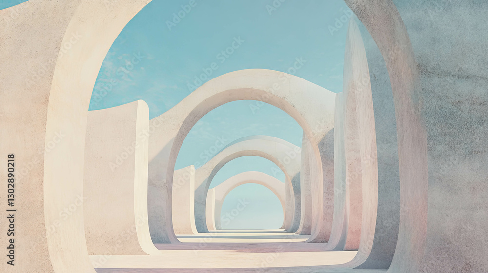 Poster Architectural abstract design with arching structures and textured surface
