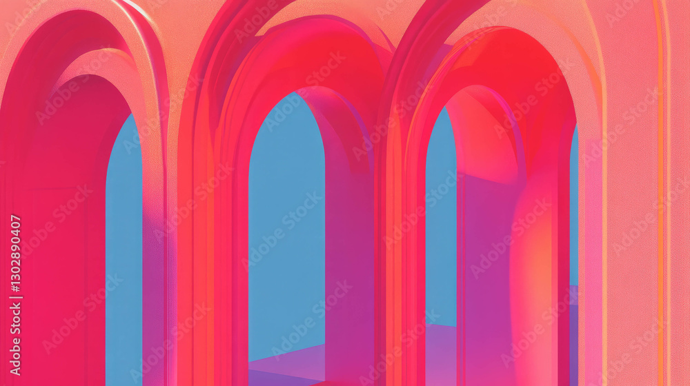 Poster vibrant abstract background featuring arched geometric structures