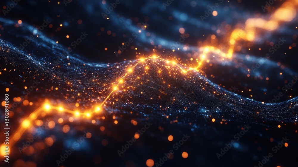 Poster bright lines and glowing nodes represent a concept of futuristic technology and connectivity emphasi
