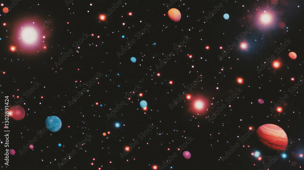 Aufkleber abstract celestial background with vibrant planets and stars for cosmic design