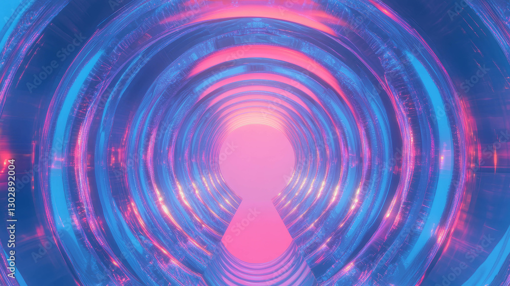 Poster Futuristic abstract background with intersecting arches and vibrant colors