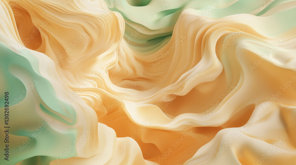 Poster flowing organic patterns in soft pastel tones for modern design projects