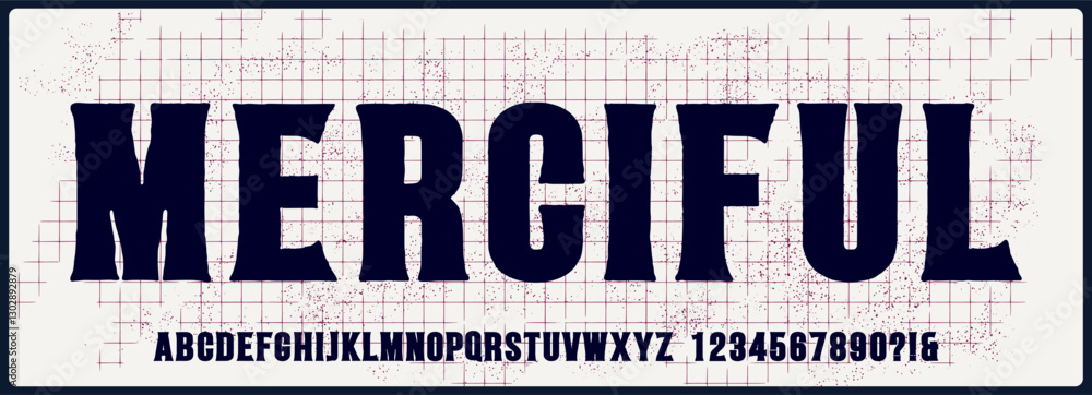 Poster bold rough vector font. uppercase and number alphabet font.