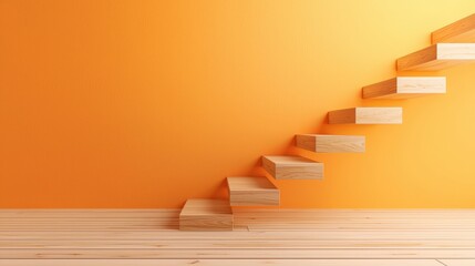 Progress illustrated as a journey up wooden steps.