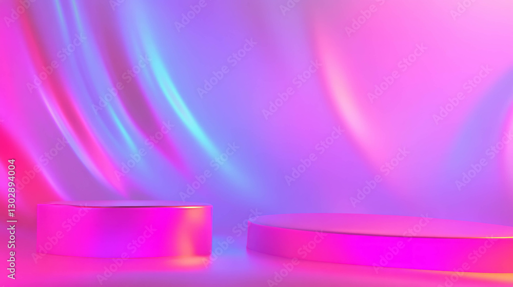 Poster vibrant abstract background with three-dimensional shapes and pastel colors