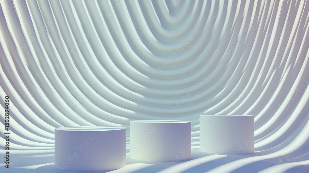 Poster Abstract background with three dimensional cylinders and curved lines for modern design