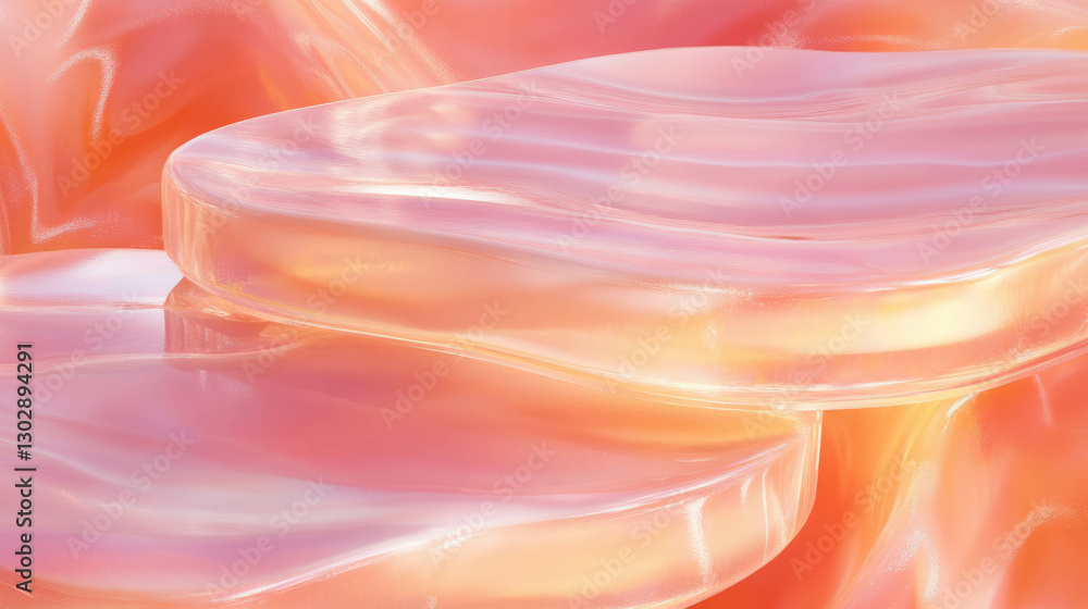 Poster abstract organic interconnected forms with soft warm tones for modern design