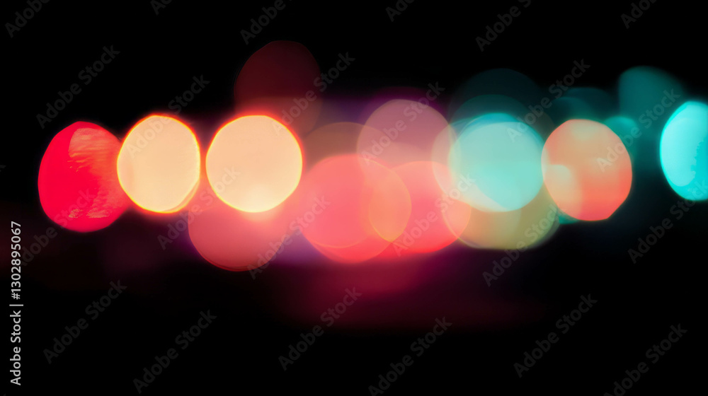 Poster colorful bokeh lights in abstract blurry background for design and decoration