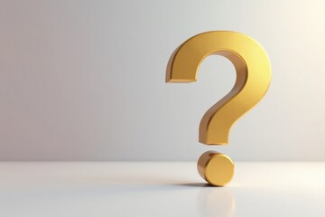 A Golden Question Mark Symbol on a Plain White Background Representing Inquiry and Uncertainty