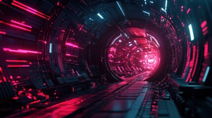 Neon Cyberpunk Tunnel: A Digital Dreamscape