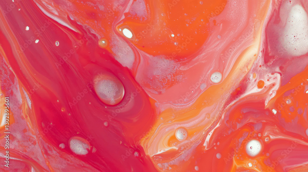 Poster Vibrant abstract pattern with bubbling lava textures in dynamic red and orange hues