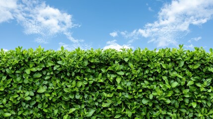 Lush Green Hedge Against Blue Sky