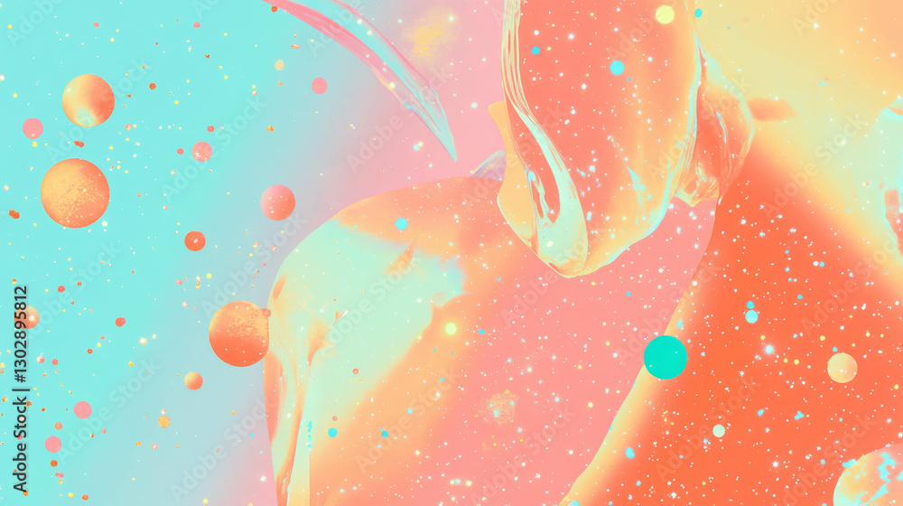 Poster Abstract celestial background with colorful space elements for artistic design