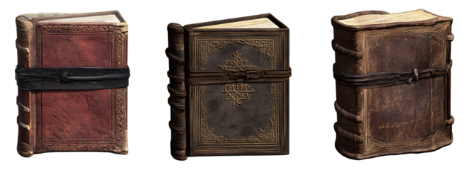 3 different wooden staircases, isolated on a transparent background, PNG file