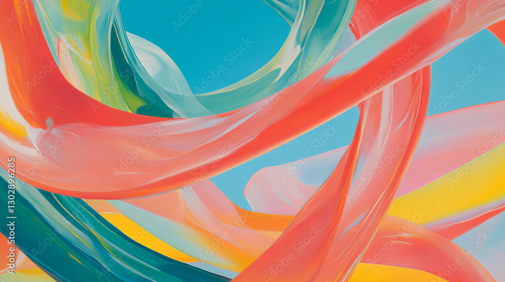 Poster vibrant abstract design with flowing organic lines on a colorful background