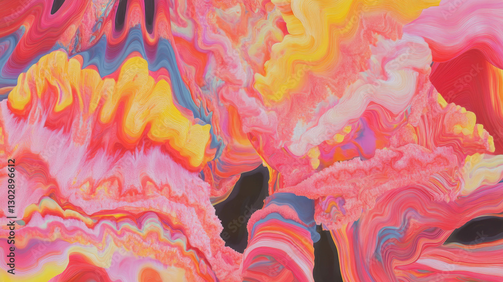 Poster Vibrant abstract background with fractal patterns and colorful waves