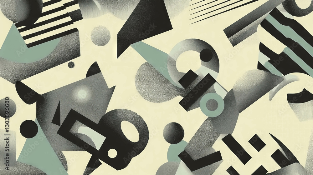 Poster Modern abstract design with fragmented shapes and geometric patterns
