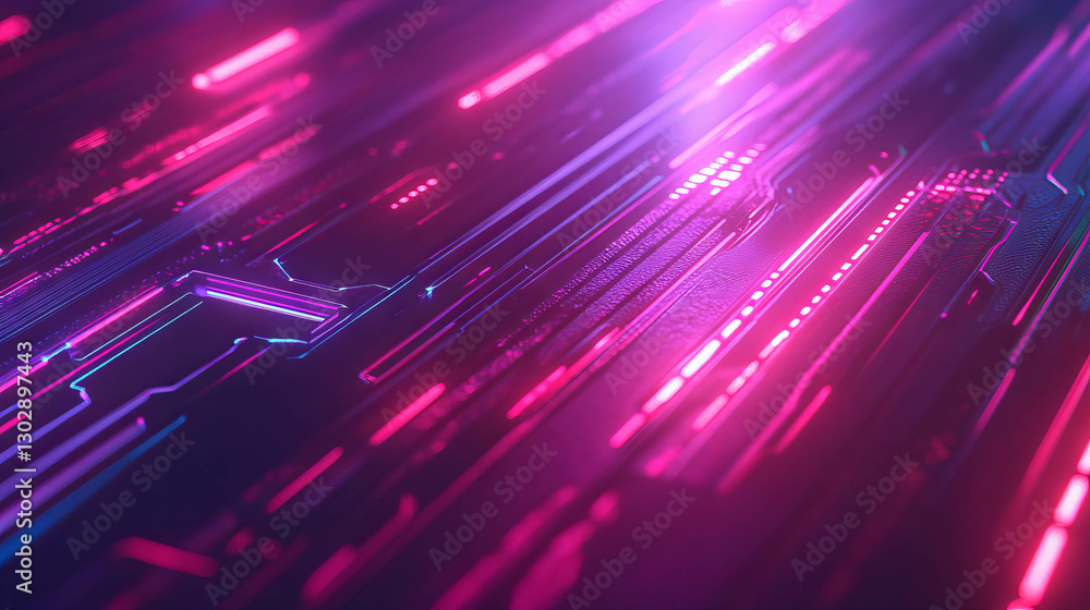 Poster Futuristic abstract background with geometric patterns and neon lights for digital design