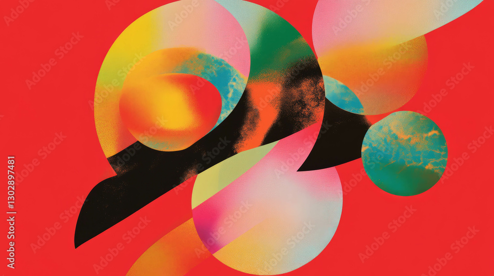 Aufkleber Vibrant abstract background with overlapping geometric shapes for modern design
